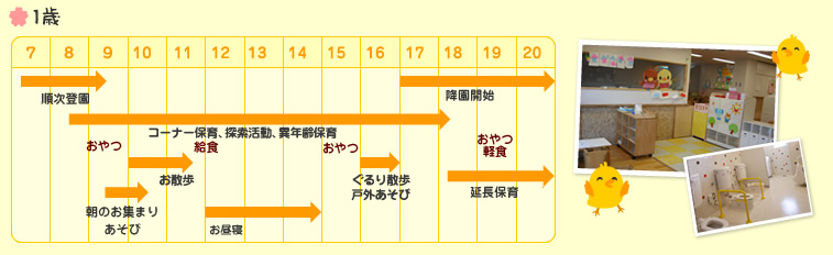 1歳児　一日の流れ